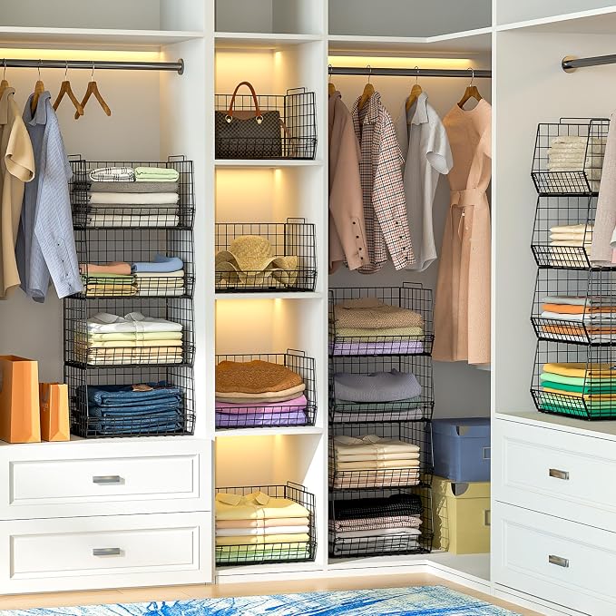 4-Tier Stackable Closet Organizers and Storage Shelves, Foldable Closet Shelf - Image 2