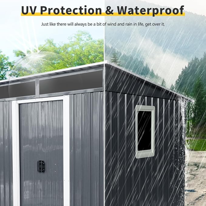 Outdoor Metal Storage Shed Window Ventilation Foundation Frame Waterproof - Image 7