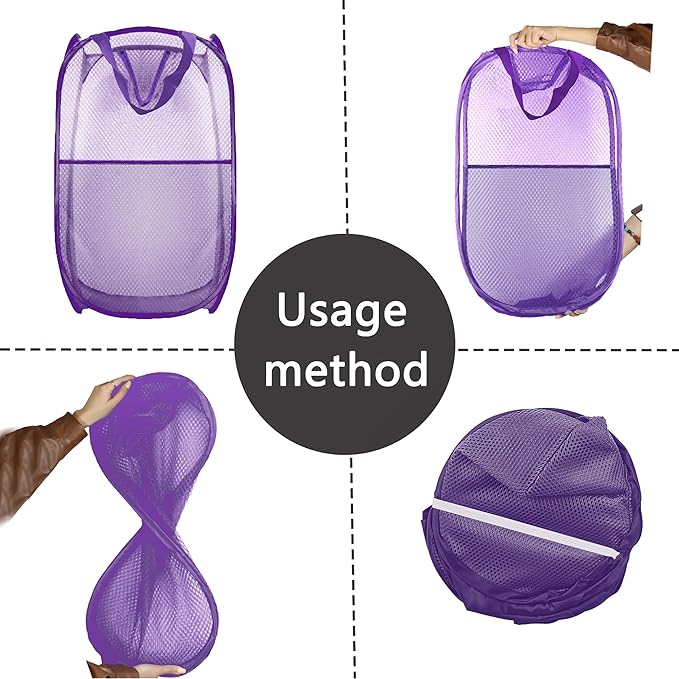 Collapsible Pop Up Laundry Hamper, Extra Large Mesh Foldable Laundry Basket - Image 4