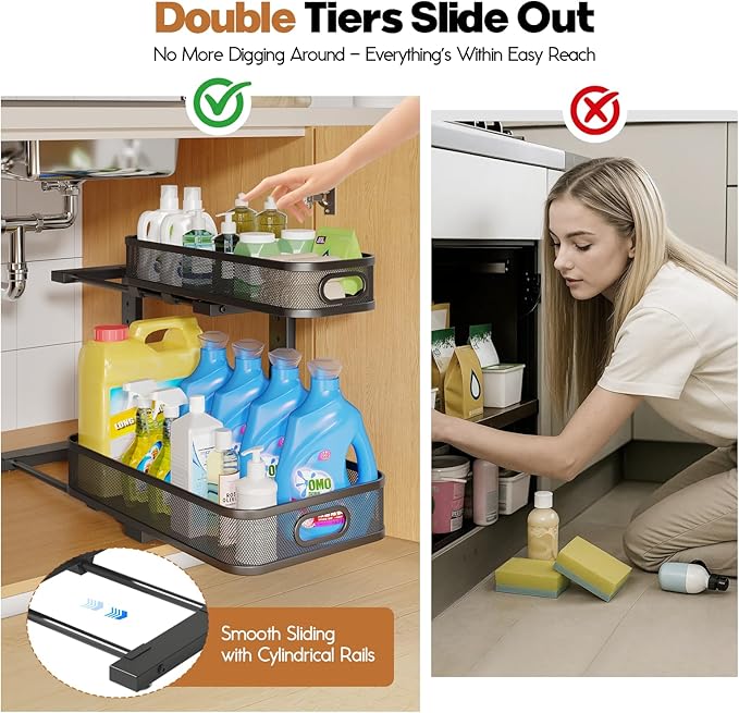2 Pack 17.3IN-Depth Under Sink Organizer - Image 3