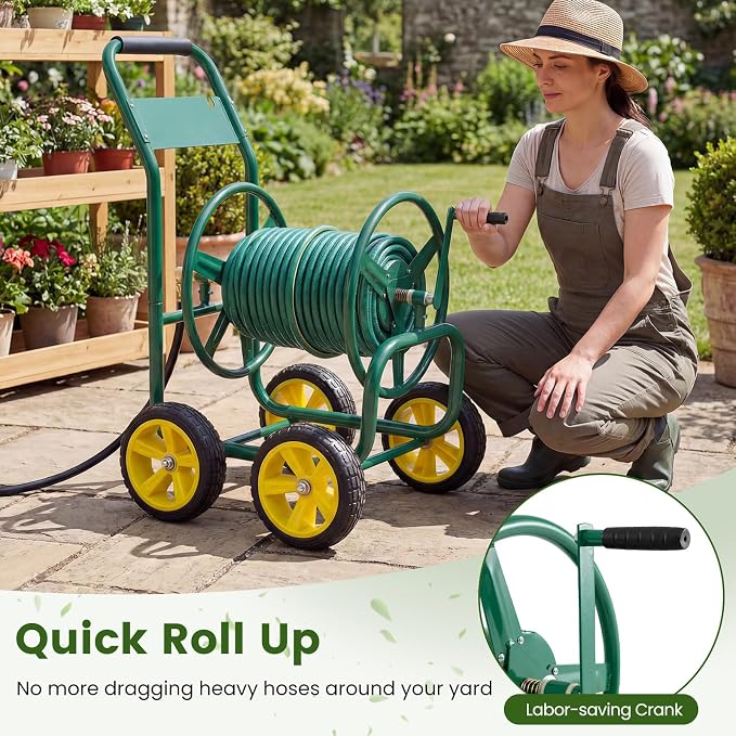 Goplus Garden Hose Reel Cart, 330ft 5/8" or 400ft 1/2" Large Capacity, - Image 5