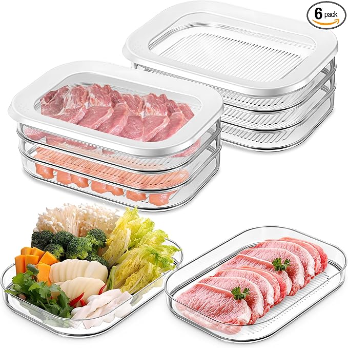 6 Pcs Deli Meat Container for Fridge Stackable Bacon Cheese Container Lunch by Unknown