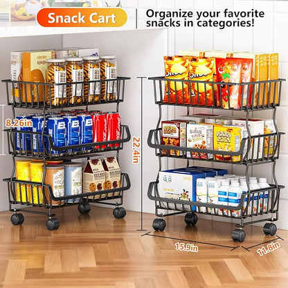 3-Tier Rolling Pantry Organizers and Storage Cart - Image 3