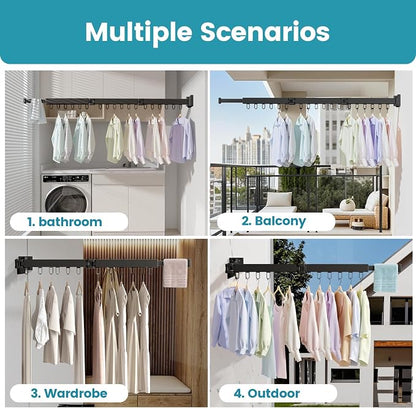 Abiglifty Clothes Drying Rack Wall Mounted, Laundry Drying Rack Collapsible - Image 7