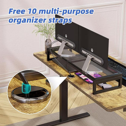 Simple Trending Dual Monitor Stand Riser, Tempered Glass Computer Desk Organizer - Image 4
