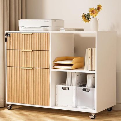 INNOD 3 Drawer Fluted Mobile Filing Cabinet by INNODToddlerTower