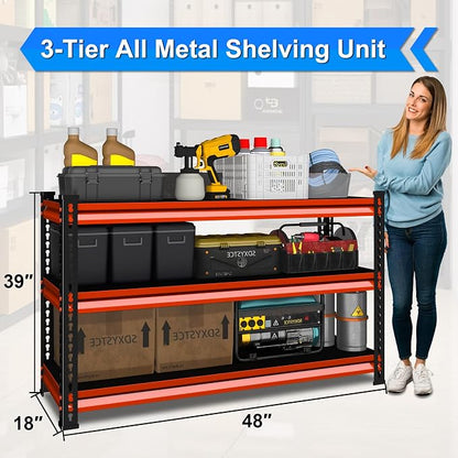 48" W Garage Shelving Heavy Duty, 1500LBS Loads Adjustable Garage Storage - Image 3