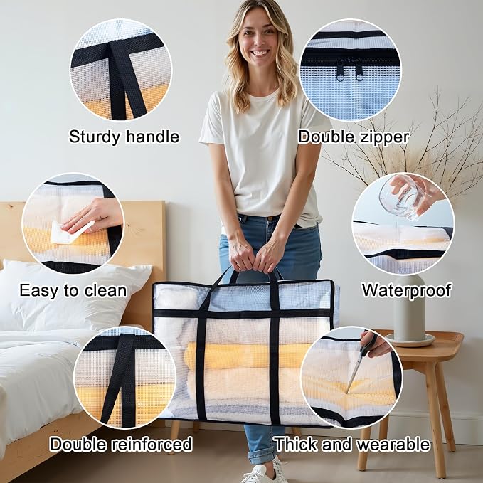 4 Pack Clear Blanket Storage Bags - Image 6