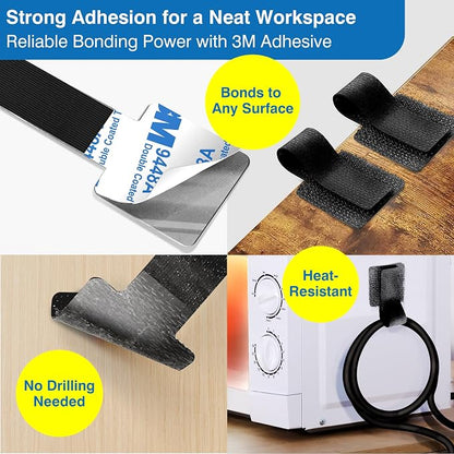 Cable Management Kit – 40 Self-Adhesive Hook and Loop Ties - Image 3