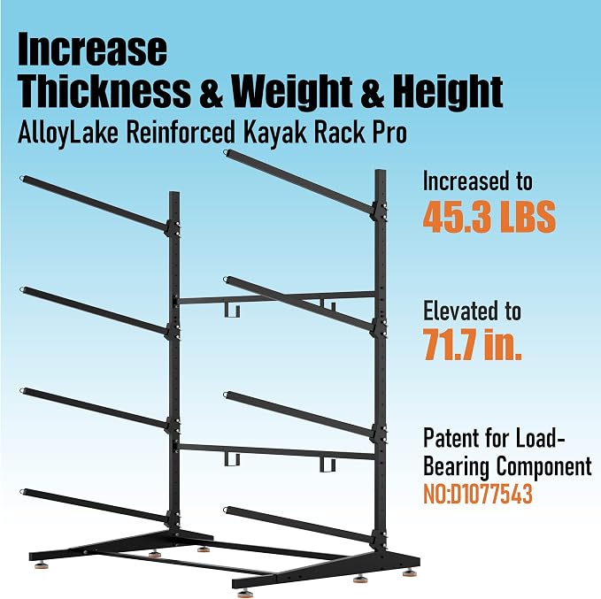 Kayak Storage Rack, Heavy-Duty Outdoor Canoe Rack, Reinforced, and Enhanced - Image 3