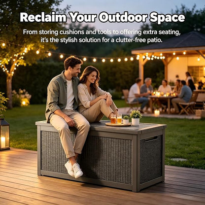 328 Gallon Waterproof Outdoor Storage Box, Heavy Duty Resin Deck Box Lockable - Image 9