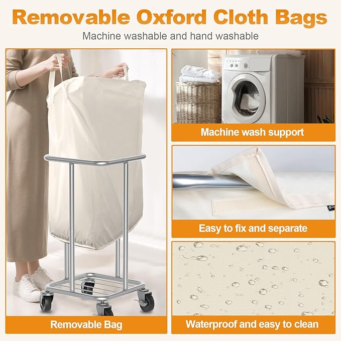Laundry Basket with Wheels, 115L Rolling Laundry Hamper Large Dirty Clothes - Image 4