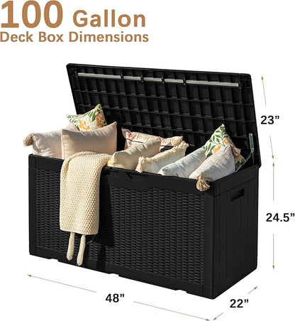 Devoko 97 Gallon Deck Box, Waterproof Resin Outdoor Storage Box - Image 4