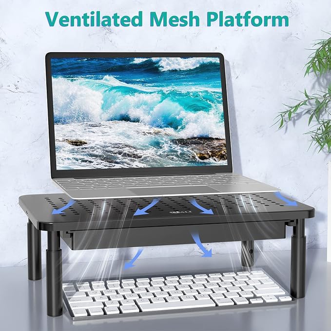 WALI Dual Monitor Stand with Storage, Desk Monitor Riser 3 Height Adjustable - Image 5