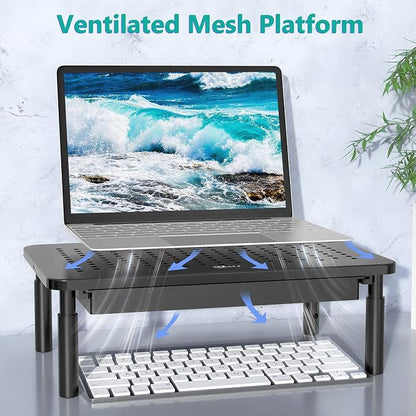 WALI Dual Monitor Stand with Storage, Desk Monitor Riser 3 Height Adjustable - Image 5