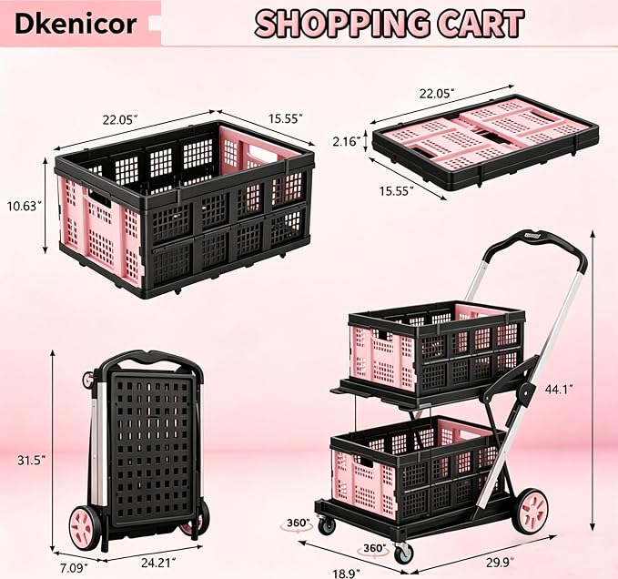 Collapsible Shopping Cart, 8-in-1 200LBS Multi Functional Utility Cart - Image 8