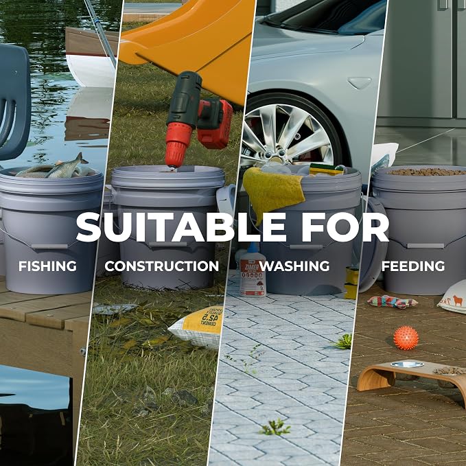 EconoHome 5-Gallon Grey Bucket Pail Container - Image 4