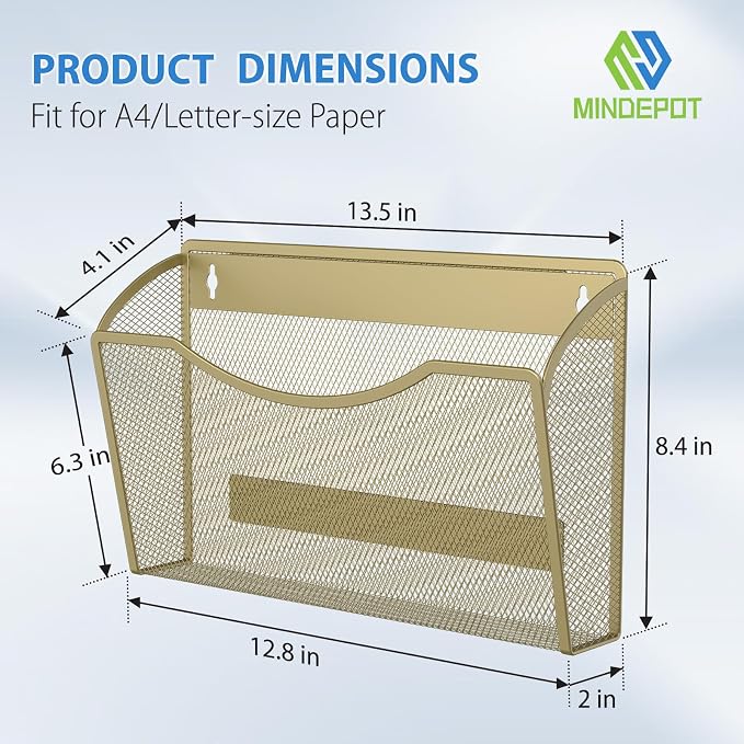MINDEPOT Magnetic Wall File Organizer, Hanging File Holder, 3 Pack, Powerful - Image 2