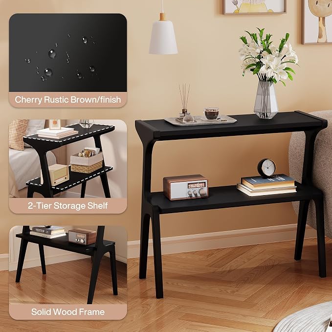 Set of 2 Solid Wood End Table, 2-Tier Side Table - Image 4