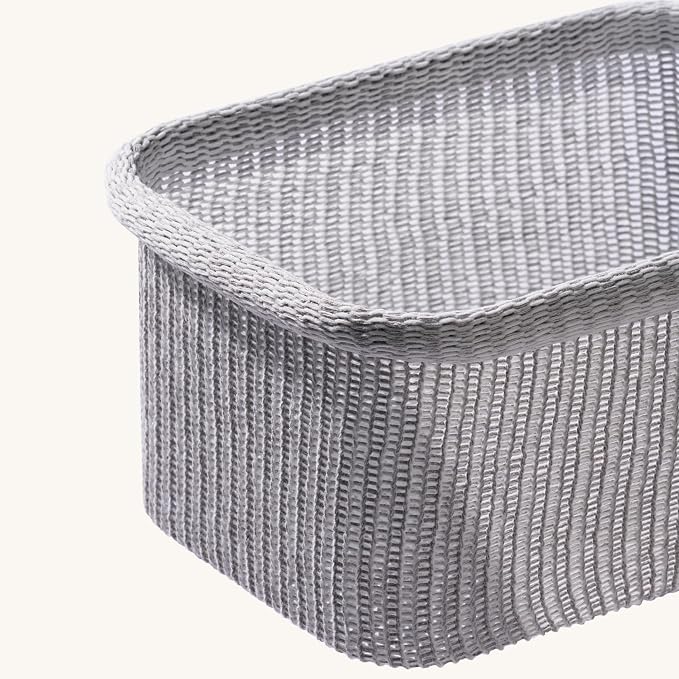 La Jolie Maison Blended Fabric Storage Baskets Set of 2, Rectangle Knitted - Image 6
