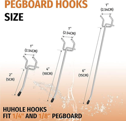 HUHOLE Pegboard Hooks 6 Inch 50PC, Ideal Garage Organization, Wall Storage Tool - Image 3