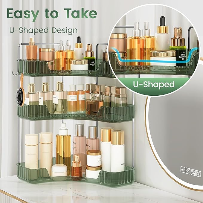 3-Tier Green Corner Organizer, PET Counter Storage - Image 5