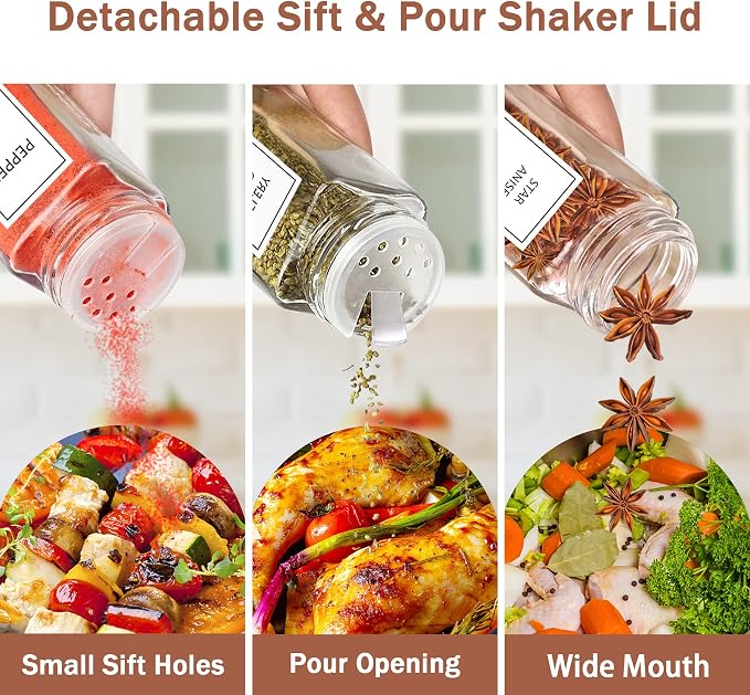 Aliggbent Spice Jars with Lable, Spice Containers Bottles, Glass Seasoning Jars - Image 3