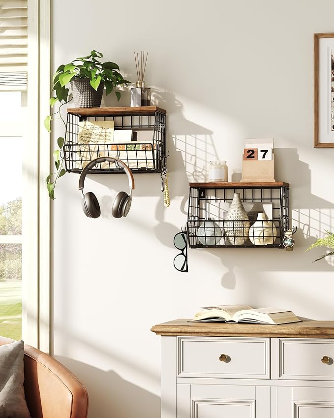 2-Tier Fruit Basket for Kitchen, Stackable Hanging Basket Wire Baskets - Image 3
