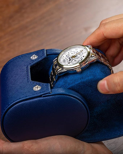 MR.OKAY Single Watch Travel Case -Classic Leather Watch Case - Image 7