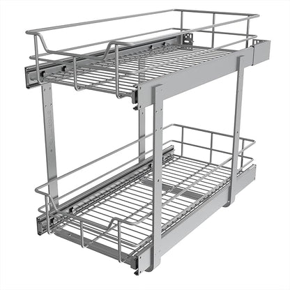 2 Tier Pull Out Cabinet Organizer 11" W X 22" D, Slide Out Drawers by STORKING