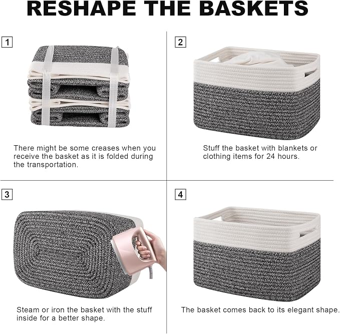 4 Pack Storage Baskets for Organizing, Woven Baskets for Shelves - Image 6