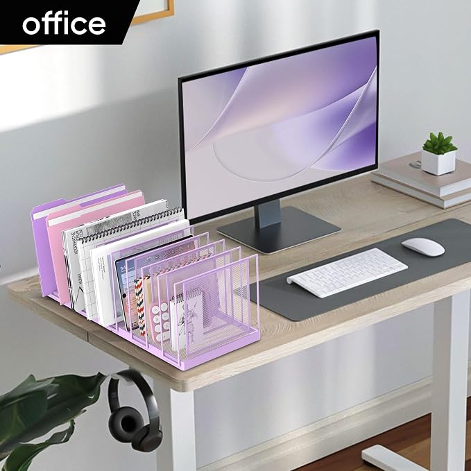9-Section Desk File Organizer, Vertical File Holder, Mesh Desktop File Folder - Image 8