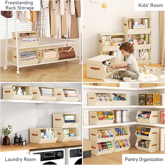 Stackable Closet Organizers and Storage Bins, Open Front Closet Shelf Organizer - Image 7