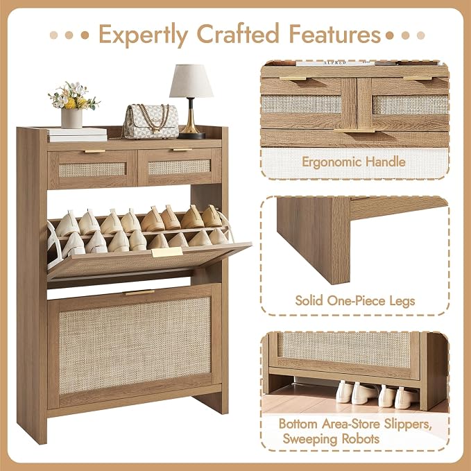 HOKYHOKY Rattan Shoe Storage Cabinet - Image 6