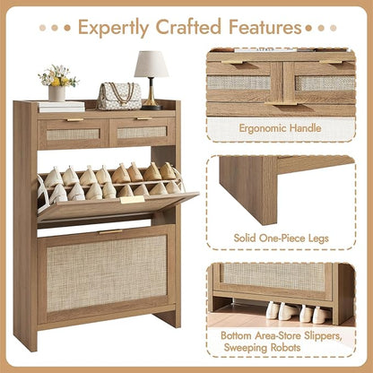 HOKYHOKY Rattan Shoe Storage Cabinet - Image 6