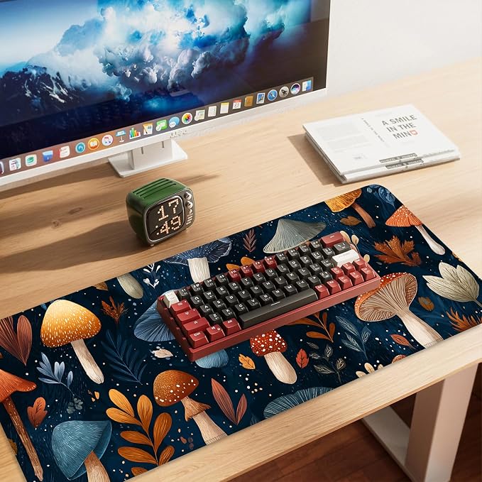 Mushroom Forest Mouse Pad – Large Extended Desk Mat 35.43 x 15.75 in – Autumn - Image 2