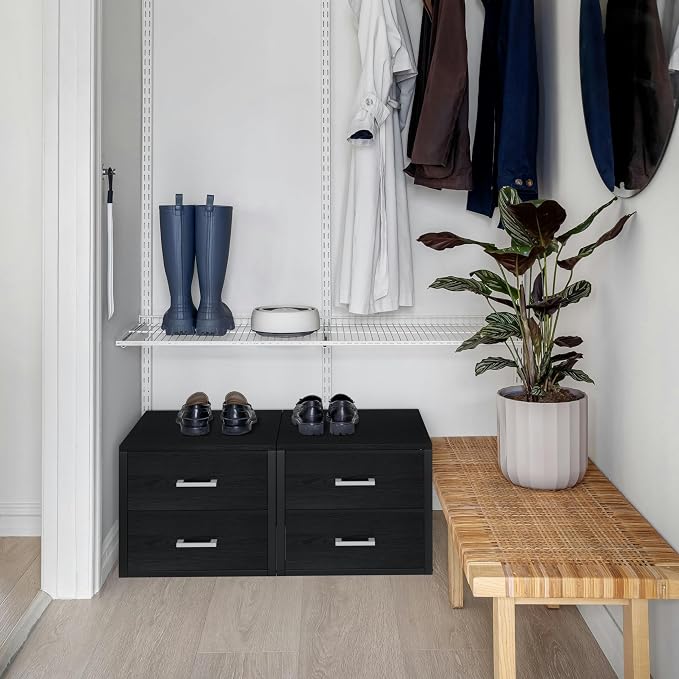 BOLUO Stackable Storage Drawers Closet Organizers and Storage Fabric Black 2 - Image 7