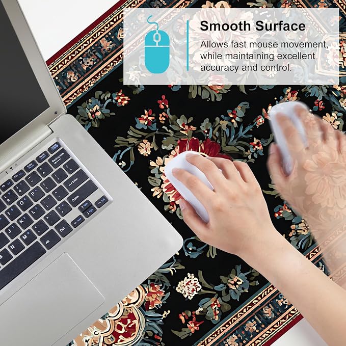 Vintage Persian Carpet Mouse Pad – Large Extended Desk Mat 35.43 x 15.75 in – - Image 5