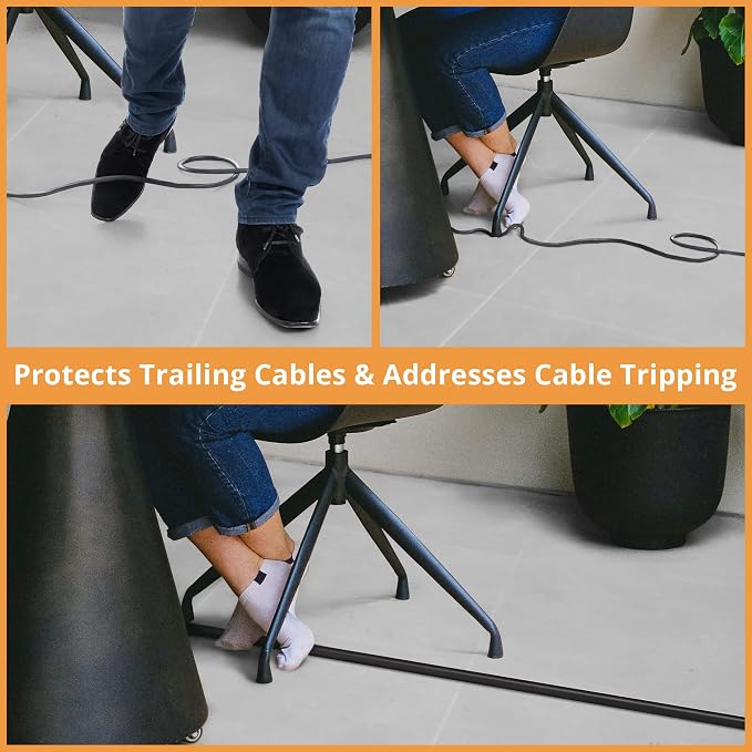 5ft Cord Cover Floor for Extension Cords, Floor Cable Cover, Self-adhesive Wire - Image 3