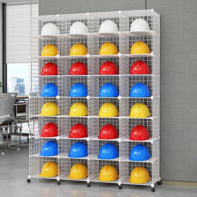 Stackable Safety Helmet Storage Boxes, Large Adjustable Hard Hat Placement Rack by Heavy-DutyGlassRailing