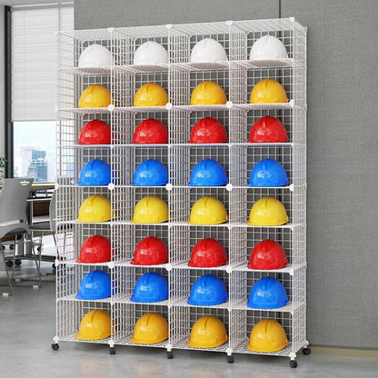 Stackable Safety Helmet Storage Boxes, Large Adjustable Hard Hat Placement Rack by Heavy-DutyGlassRailing
