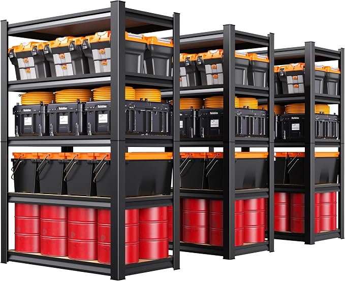 Set of 3 Garage Shelving Heavy Duty Storage Shelves, Adjustable Metal Shelving by AOAORGG
