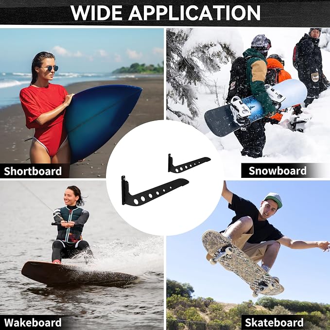 1 Board Surf Rack Wall Mount for Surfboard, Snowboard Storage Adjustable Wall - Image 5
