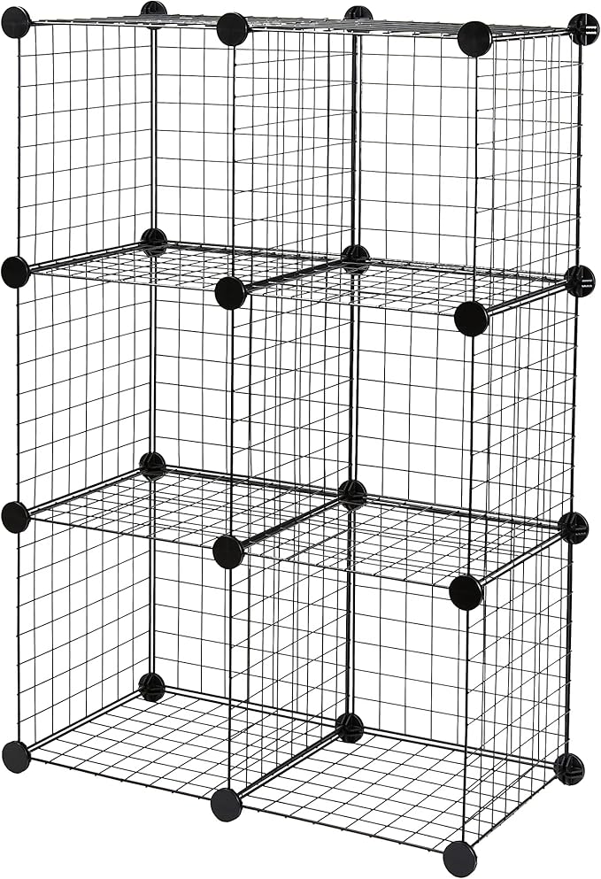 Amazon Basics Cube Wire Grid Stackable Storage Shelves, 12.6"D x 26"W x 38"H by AmazonBasics