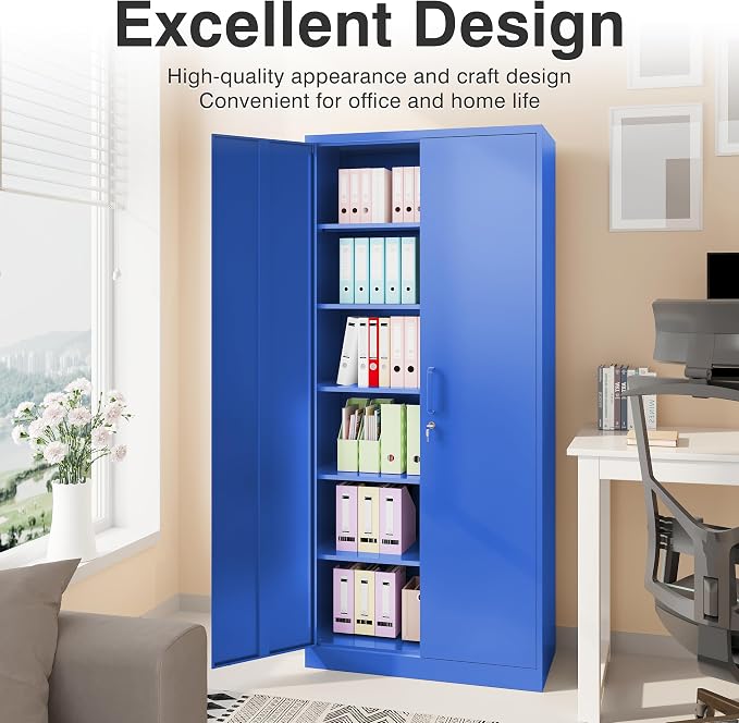 SISESOL Blue Metal Storage Cabinet - Image 9