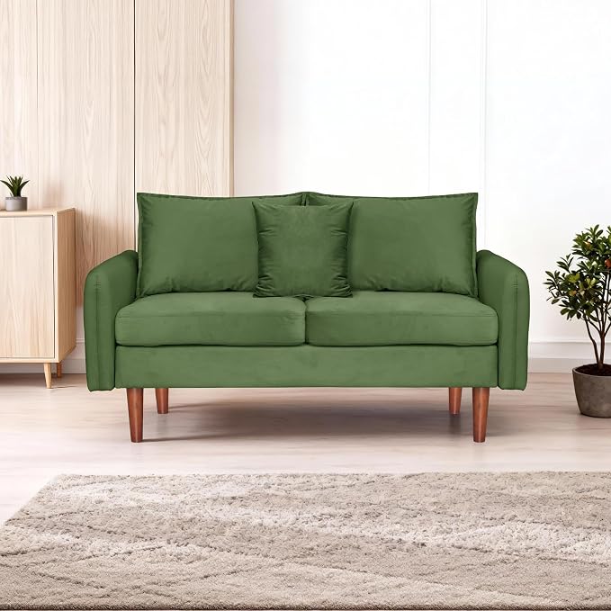 56.1" Round armrest Velvet Loveseat Sofa, mid-Century Modern Style, Luxurious - Image 6