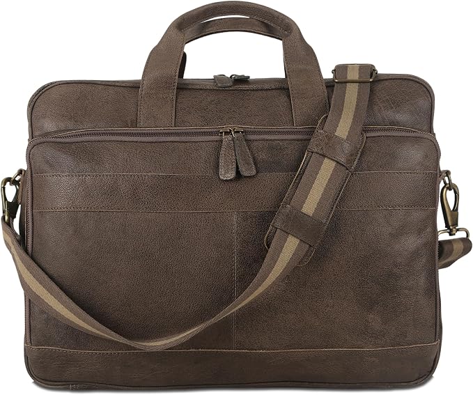 Leather briefcase 18 Inch Laptop Messenger Bags - Image 8