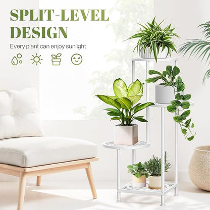 4 Tier Plant Stand Indoor Outdoor, Metal Flower Shelf Display Holder - Image 3