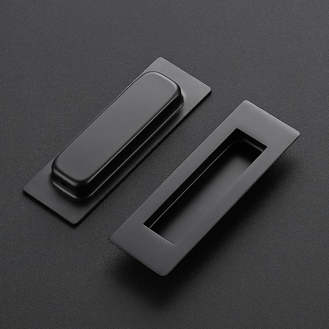 Ravinte 4 Pack Black Sliding Closet Door Handles Black Flush Pulls 4.72in - Image 2