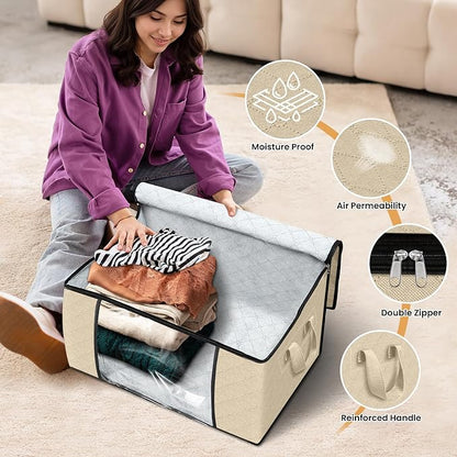 Fab totes 6 Pack Clothes Storage, Foldable Thick Fabric Blanket Storage Bags - Image 4